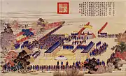 The emperor in the suburbs personally receives news of the officers and soldiers who distinguished themselves in the campaign against the Muslim tribes. By Jean-Damascène Sallusti