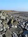 The shore at Gortan, Loch Indaal looking along the edge of the shore at low tide