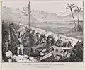 The Sikh fortified camp at Ferozeshah with the approaching British Army commanded by Sir Hugh Gough.