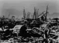 The central part of the Hondōri street Hiroshima City scattered corpses on 7 August 1945