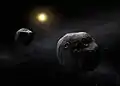 Artist's impression of the double asteroid 90&nbsp;Antiope
