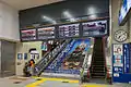 Stairways and escalators to platform