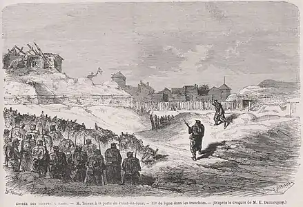 Army units enter Paris at the undefended rampart of Point-du-Jour