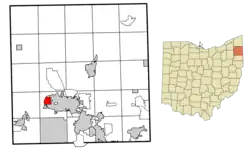 Location of Leavittsburg in Trumbull County within the state of Ohio