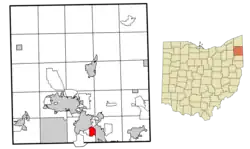 Location of McDonald in Trumbull County within the state of Ohio