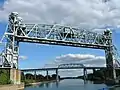 Located only about 400&nbsp;m (1,312&nbsp;ft) south of the St-Laurent Railway Bridge, on the same line, is a pair of vertical-lift bridges to carry the rail line over the Saint Lawrence Seaway