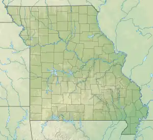 Map showing the location of Fort Davidson Battle of Pilot Knob State Historic Site
