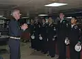 Capt. Karl Thomas, commanding officer of the Nimitz-class aircraft carrier USS Carl Vinson, addresses Sailor of the Year candidates in the Chief’s Mess.