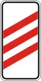 Countdown beacon to railroad crossing on right side of road (300 meters to crossing)