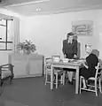 Living room furniture at the Utility Furniture Exhibition, The Building Centre, London, 1942.