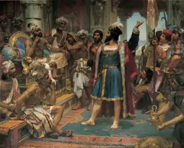 Vasco da Gama before the Zamorin of Calicut (1898), Lisbon Geographic Society