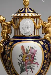 Louis XVI style medallion with a portrait relief on a vase with cover, by the Sèvres Porcelain Manufactory, c.1778, soft-paste porcelain, Metropolitan Museum of Art, New York