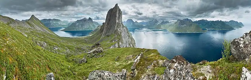 View from a ridge between  Segla  and  Hesten,  Senja, Norway,
