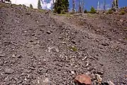 Looking up out of the crater of Wizard Island from the bottom