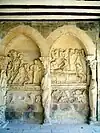 Reliefs of the Anastasis (Resurrection of Jesus) (left) and the Sepulchre of Jesus (Lamentation of Christ) (right)