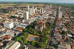 Aerial view of the town centre