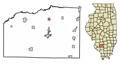 Location of New Minden in Washington County, Illinois.