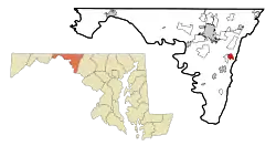 Location of Mount Lena, Maryland