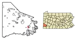 Location of Ellsworth in Washington County, Pennsylvania.