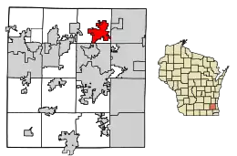 Location of Sussex in Waukesha County, Wisconsin.