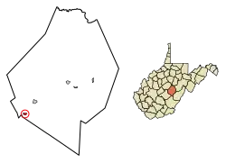 Location of Camden-on-Gauley in Webster County, West Virginia.