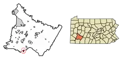 Location of Scottdale in Westmoreland County, Pennsylvania.