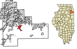 Location of Manhattan in Will County, Illinois.