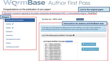 Community curation portal of WormBase