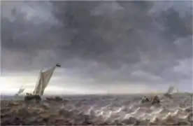 Sailing and Row boats in an Estuary (1640), oil on panel, 77 x 116&nbsp;cm., Museum De Lakenhal