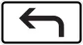 After the left turn, a hazard exists (another sign defining the hazard would be above)