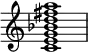 {
\override Score.TimeSignature #'stencil = ##f
\relative c' {
\clef treble
\time 4/4
\key c \major
<c e g bes d fis a>1
} }