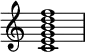{
\override Score.TimeSignature #'stencil = ##f
\relative c' {
\clef treble \time 4/4
<c e g b d f>1
} }