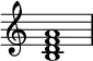 {
\override Score.TimeSignature #'stencil = ##f
\relative c' {
\clef treble
\time 4/4
<b d f a>1
} }