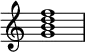 {
\override Score.TimeSignature #'stencil = ##f
\relative c'' {
\clef treble
\time 4/4
\key c \major
<g b d f>1
} }