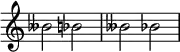 {
\omit Score.TimeSignature \relative c'' { beses2 bes2 \accidentalStyle modern beses2 bes2
} }