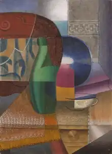 Painting Still Life with Bottle and Cup by Marthe Donas